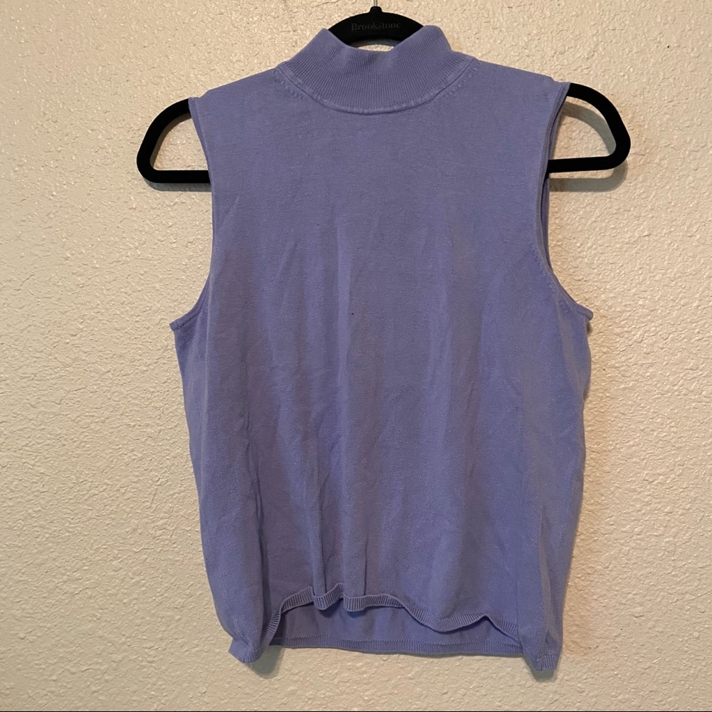 Sleeveless Knit Purple Mock Neck Top
